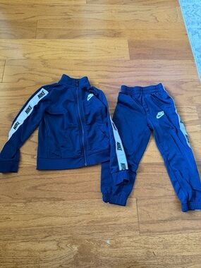 Nike Kids Blue Track Jacket & Joggers Set - White Logo Tape